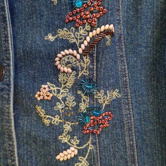 CJ Banks Embroidered Denim Jacket Size X (14W) - Picture 7 of 12
